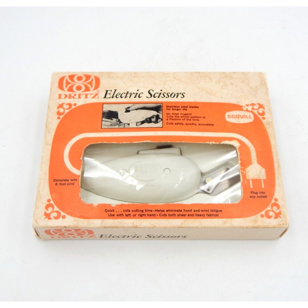 Dritz Electric Scissors Scovill Stainless Steel Blades Shears Model 716 Box